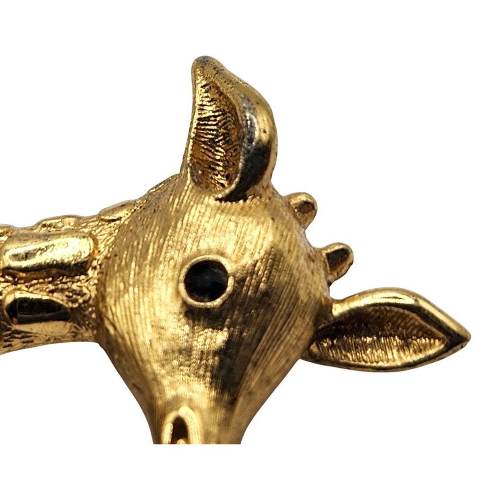 Vtg Monet Baby Giraffe Brooch Gold Tone Textured Running Figural Pin Rhinestone - Picture 3 of 6